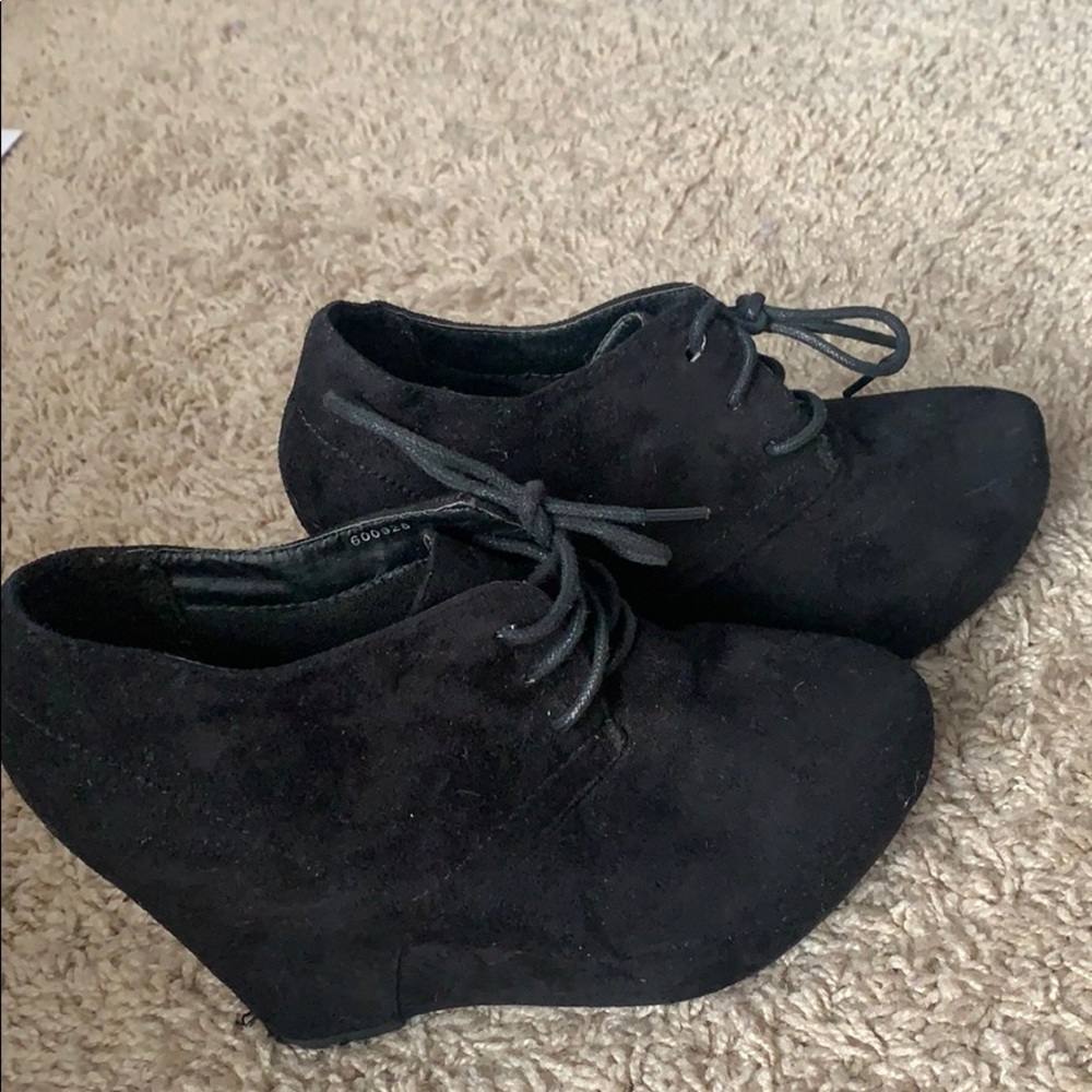 Black Wedge Booties